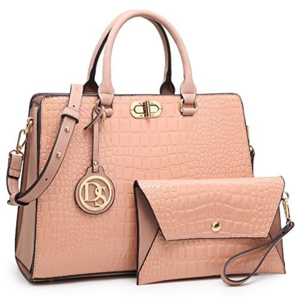Versatile Tote Satchel with Matching Clutch Purse and Durable Handle